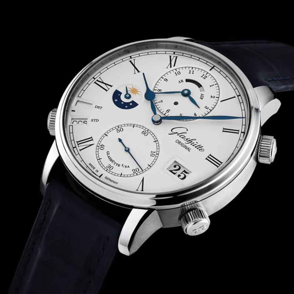 Senator Cosmopolite Automatic White Gold 44mm - Silver on Leather Strap - Image 5