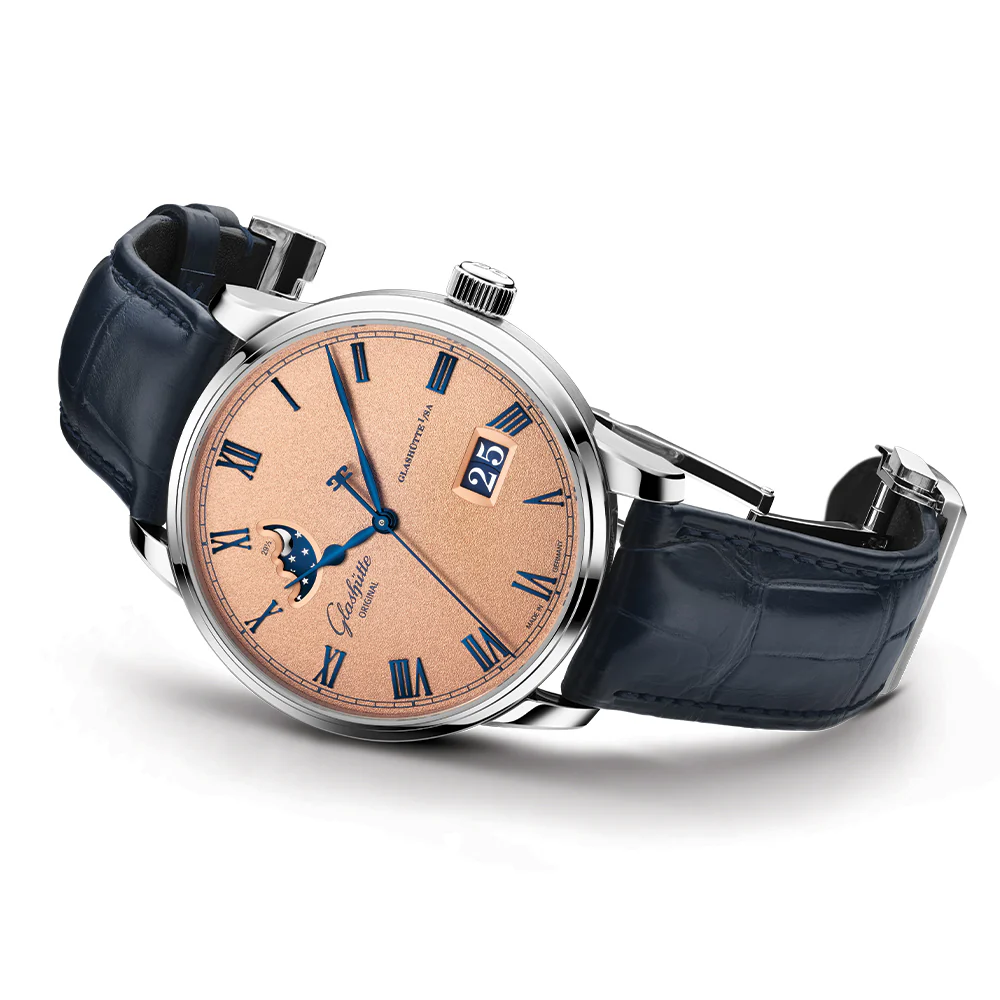 Senator Excellence Panorama Date Moon Phase 40mm - Rosé Opalin on Leather Strap - Image 12