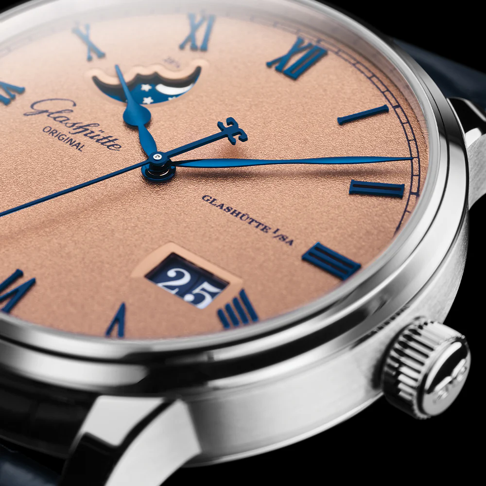 Senator Excellence Panorama Date Moon Phase 40mm - Rosé Opalin on Leather Strap - Image 5