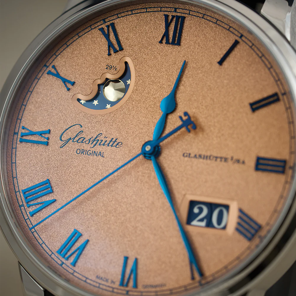 Senator Excellence Panorama Date Moon Phase 40mm - Rosé Opalin on Leather Strap - Image 6
