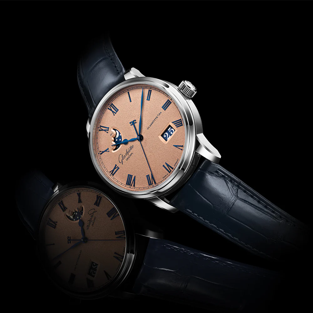 Senator Excellence Panorama Date Moon Phase 40mm - Rosé Opalin on Leather Strap - Image 8