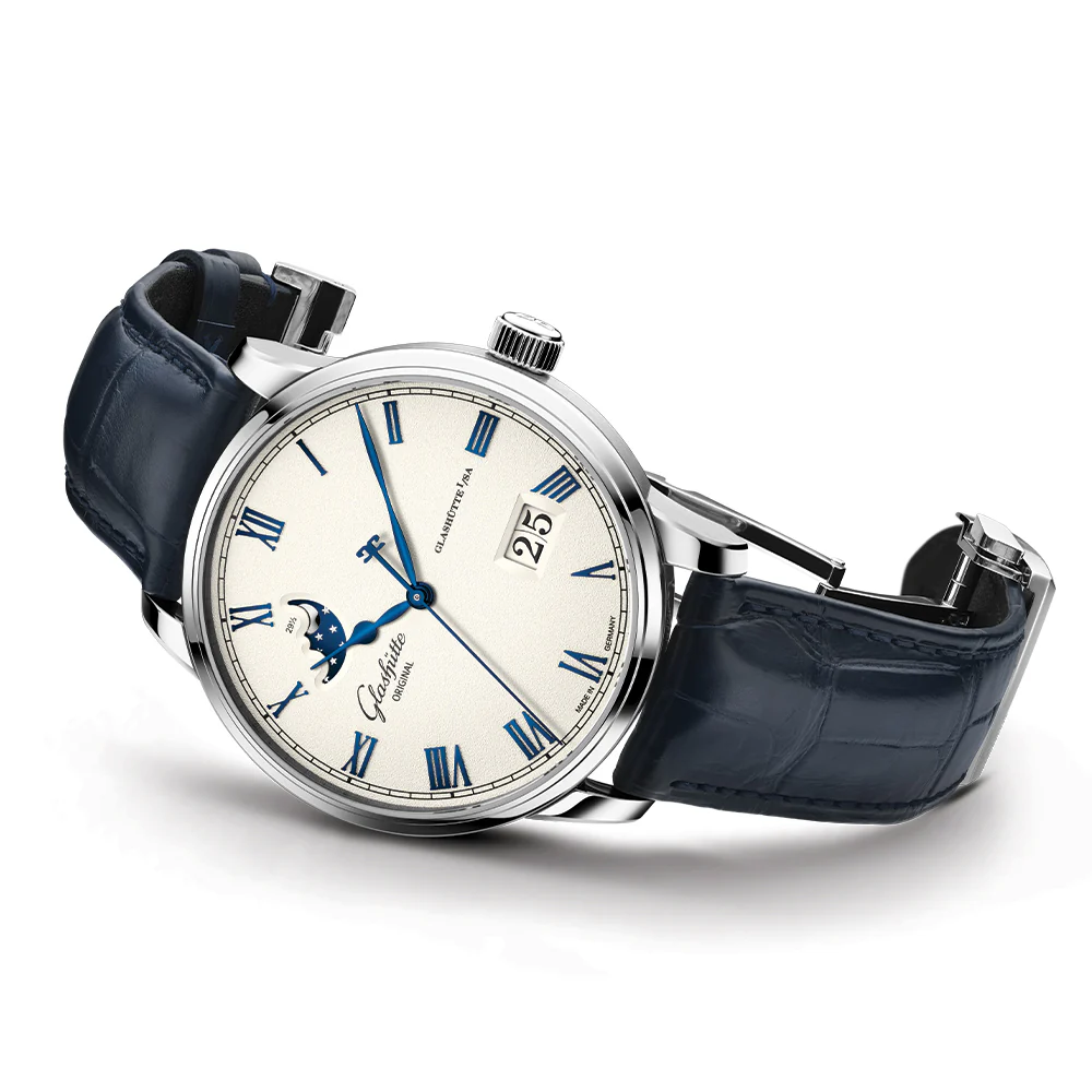 Senator Excellence Panorama Date Moon Phase 40mm - Silver on Leather Strap - Image 10