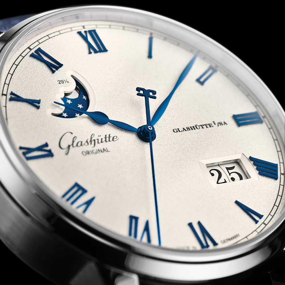 Senator Excellence Panorama Date Moon Phase 40mm - Silver on Leather Strap - Image 5