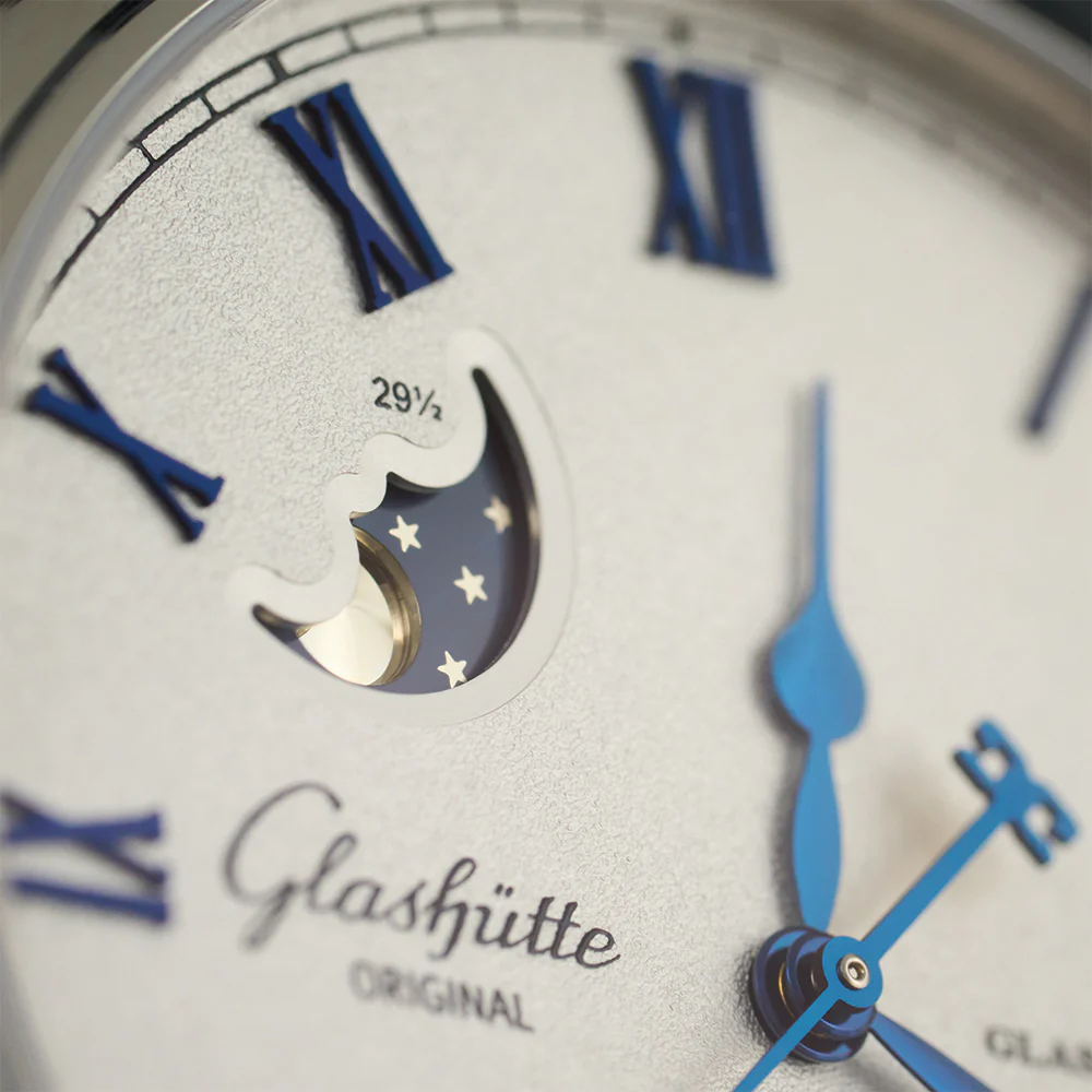 Senator Excellence Panorama Date Moon Phase 40mm - Silver on Leather Strap - Image 6