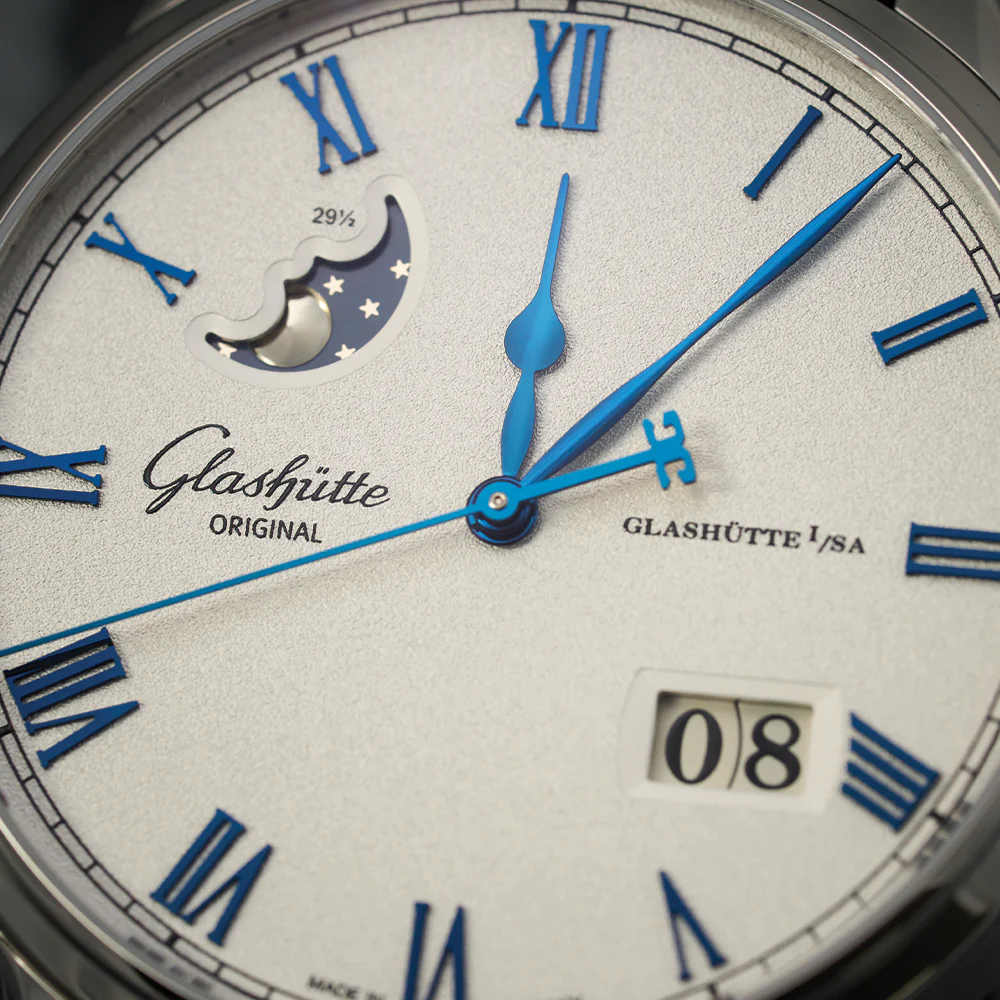 Senator Excellence Panorama Date Moon Phase 40mm - Silver on Leather Strap - Image 7