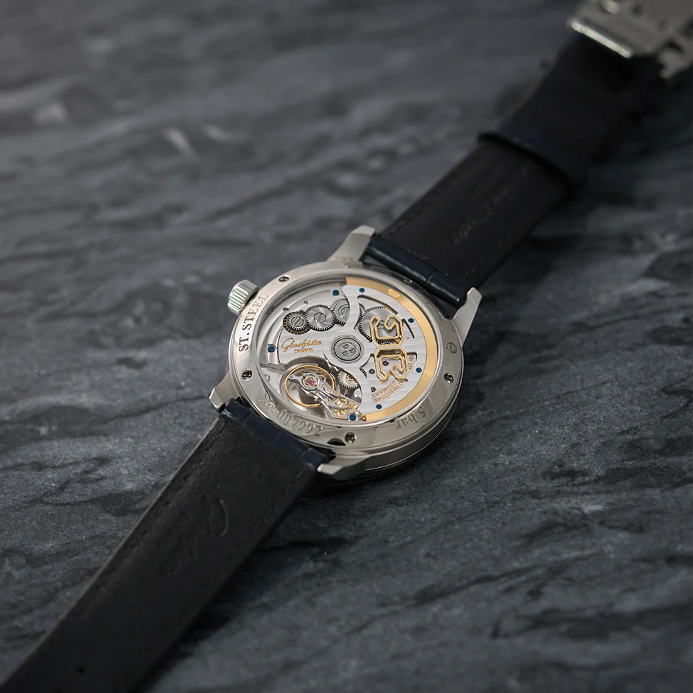 Senator Excellence Panorama Date Moon Phase 40mm - Silver on Leather Strap - Image 8