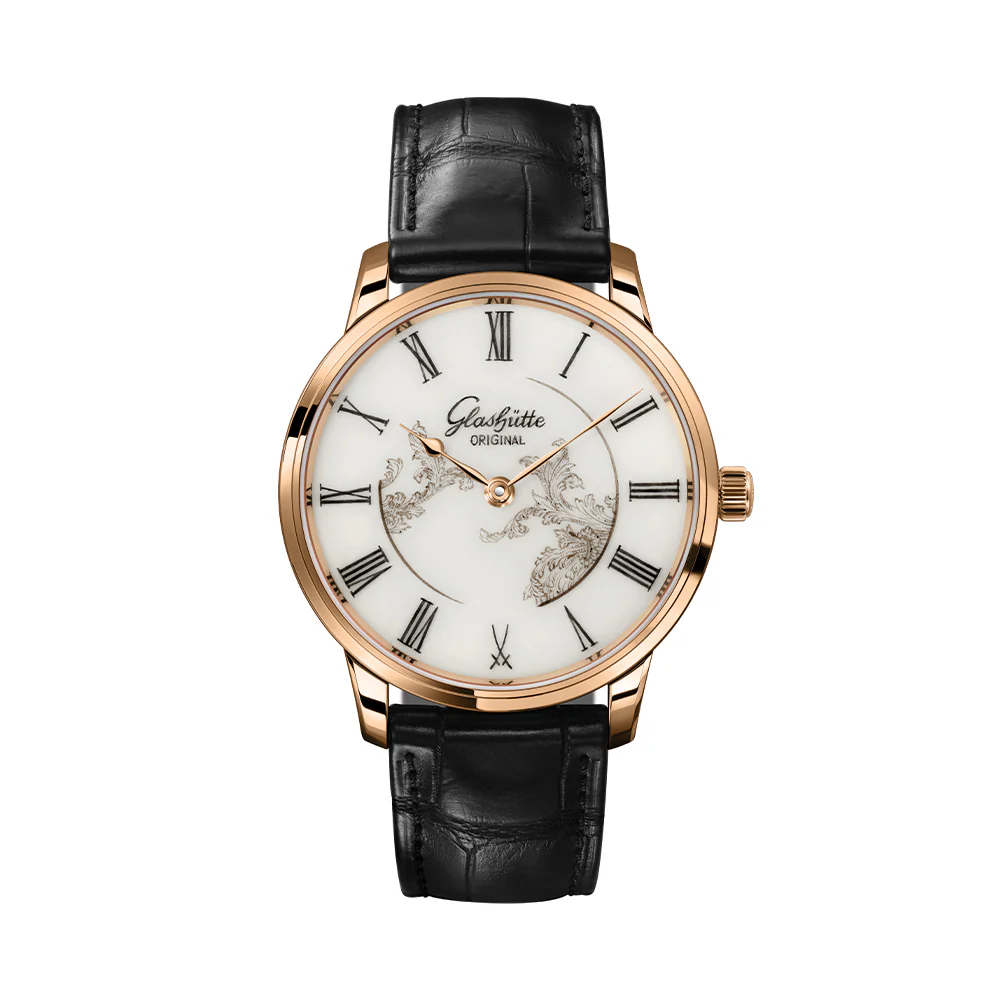 Senator Meissen Limited Edition Red Gold 40mm - White on Leather Strap