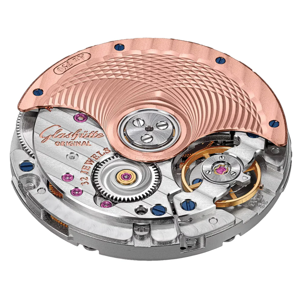 Serenade Luna Automatic Diamond Red Gold 32.5mm - Green on Leather Strap - Image 6