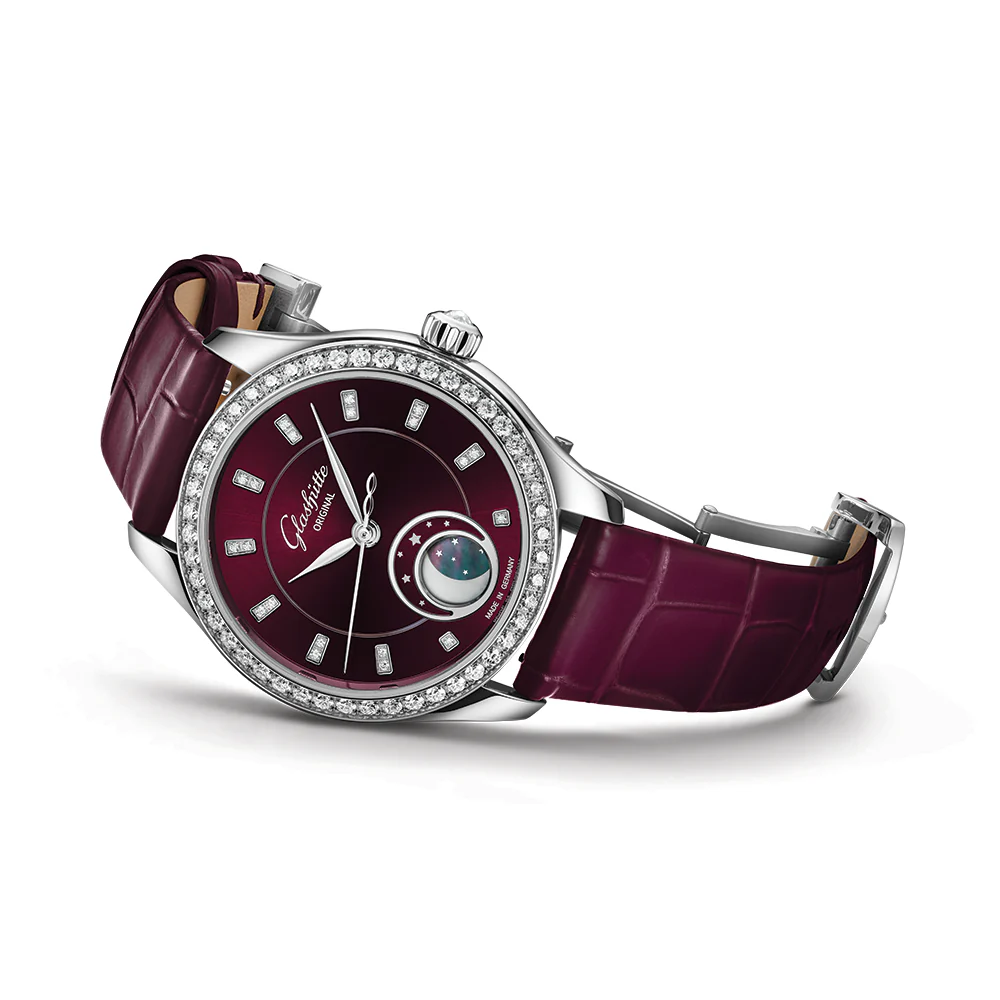 Serenade Luna "Purple Velvet" with Diamonds 32.5mm - Purple on Leather Strap - Image 9