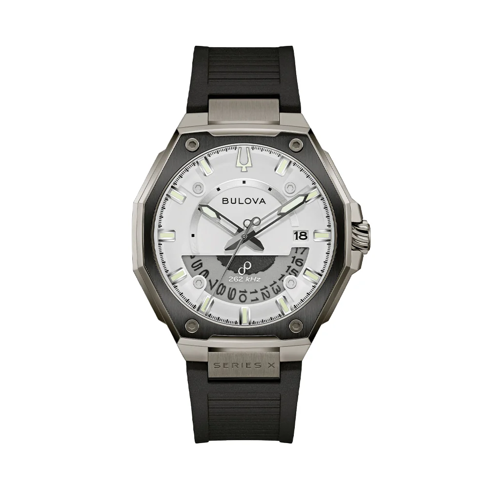 Series X High Precision Quartz Grey Ion Plated 42mm - White on Rubber Strap