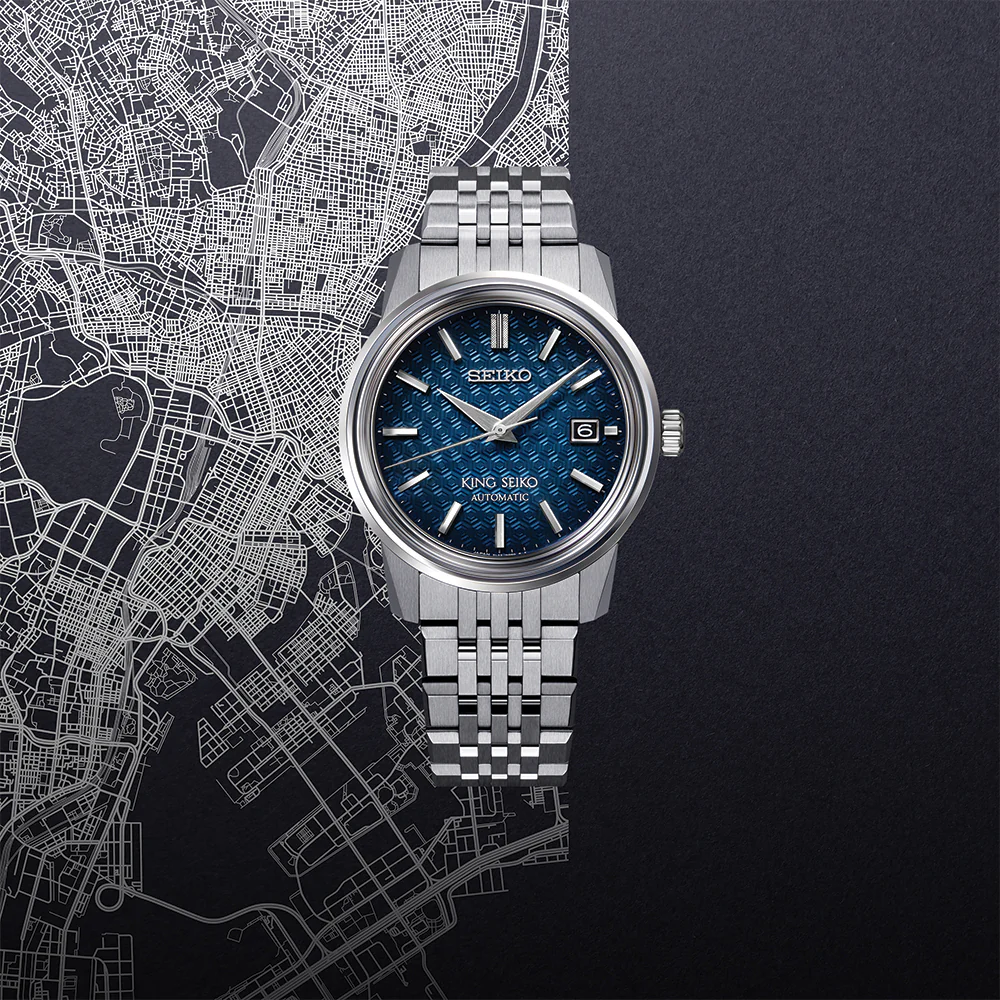 SJE105 King Seiko 38.6mm - Blue on Bracelet - Image 2