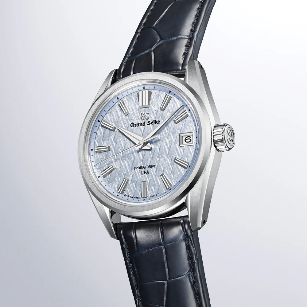 SLGB001 Evolution 9 Spring Drive UFA Platinum 950 37mm - Light Blue on Leather Strap - Image 3