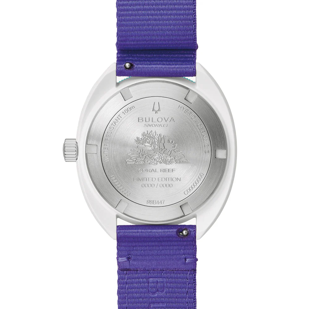 Oceanographer Snorkel Limited Edition Coral Ceramic 41mm - Teal on Tide Nylon Strap - Image 2