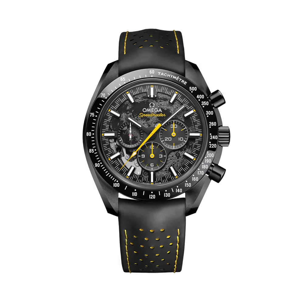 Apollo 8 Speedmaster Dark Side Of The Moon Chronograph 44.25mm - Black on Rubber Strap