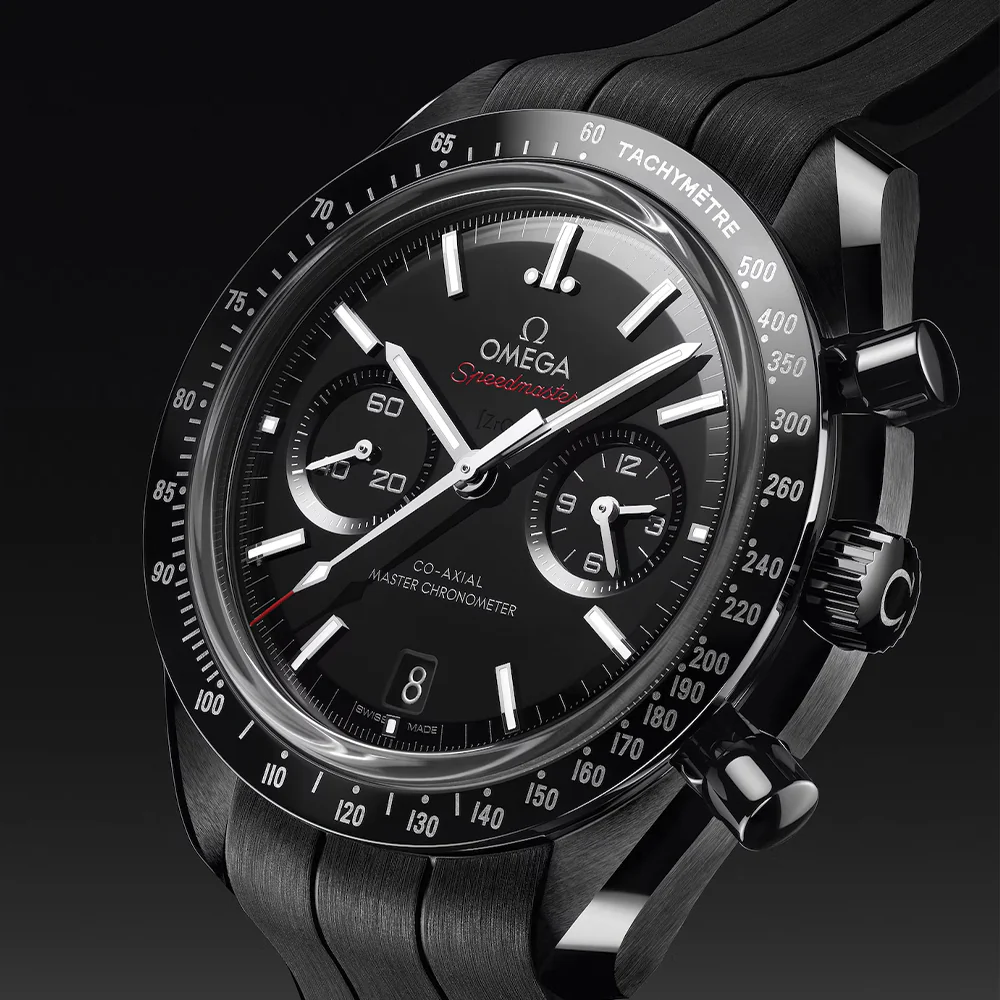 Speedmaster Dark Side of the Moon Black Ceramic 44.25mm - Black on Rubber Strap - Image 3