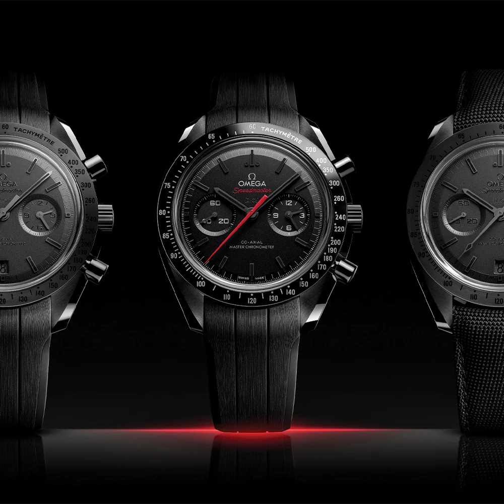 Speedmaster Dark Side of the Moon Black Ceramic 44.25mm - Full Black on Rubber Strap - Image 10