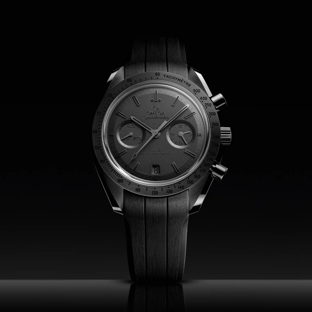 Speedmaster Dark Side of the Moon Black Ceramic 44.25mm - Full Black on Rubber Strap - Image 2