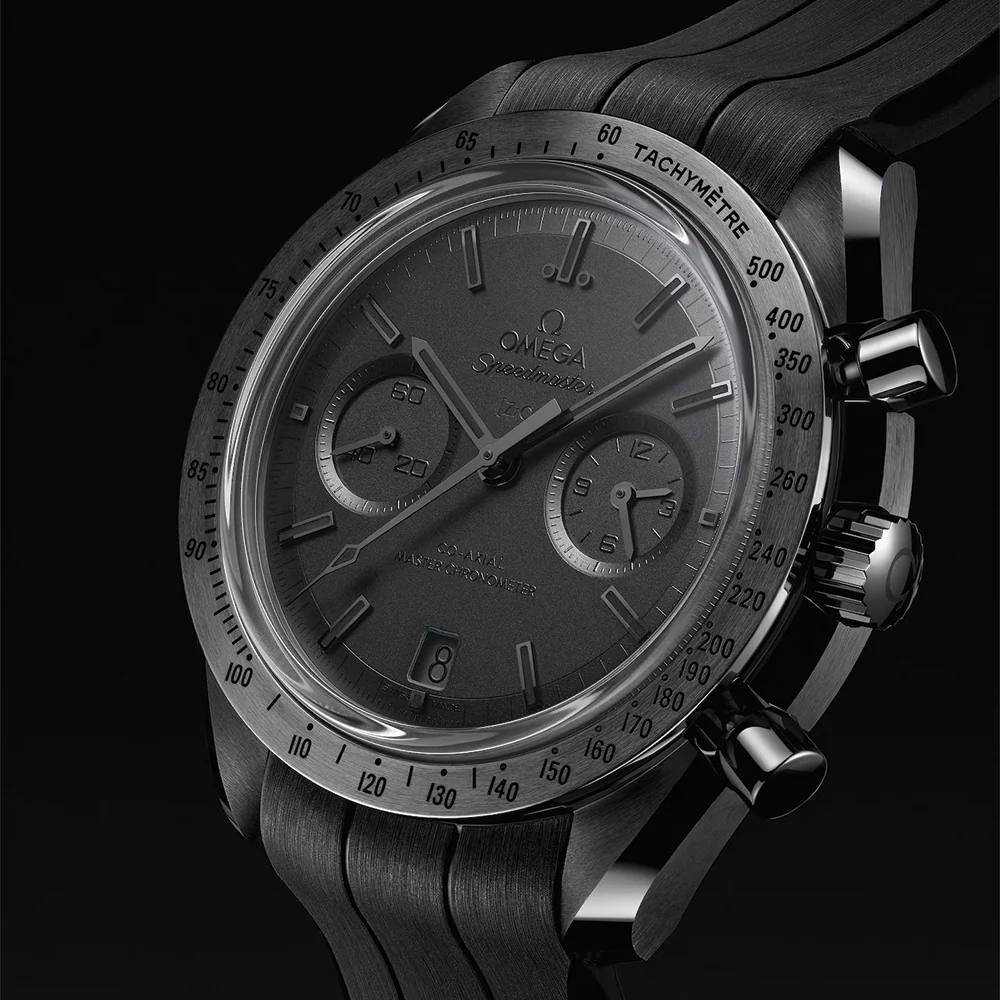 Speedmaster Dark Side of the Moon Black Ceramic 44.25mm - Full Black on Rubber Strap - Image 3