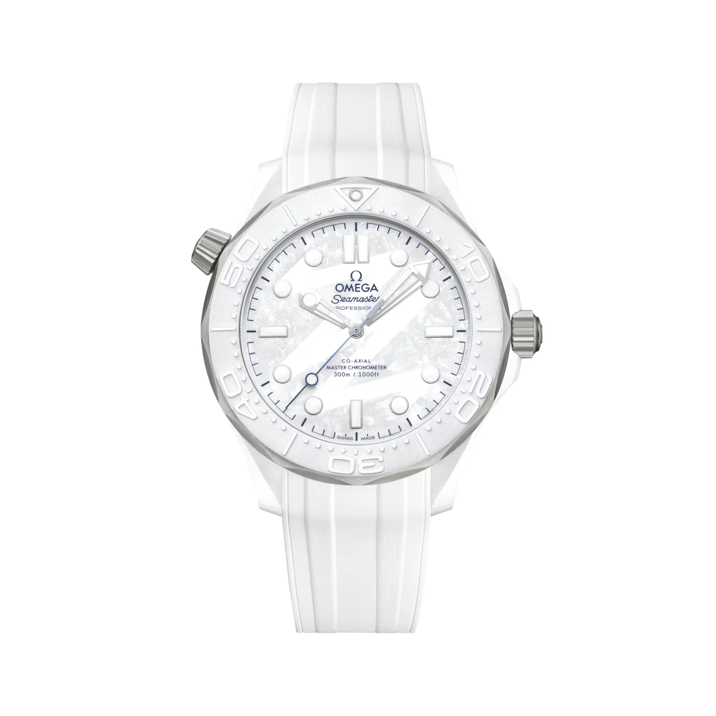 Seamaster Diver 300M Milano Cortina 2026 43.5mm - White on Rubber Strap