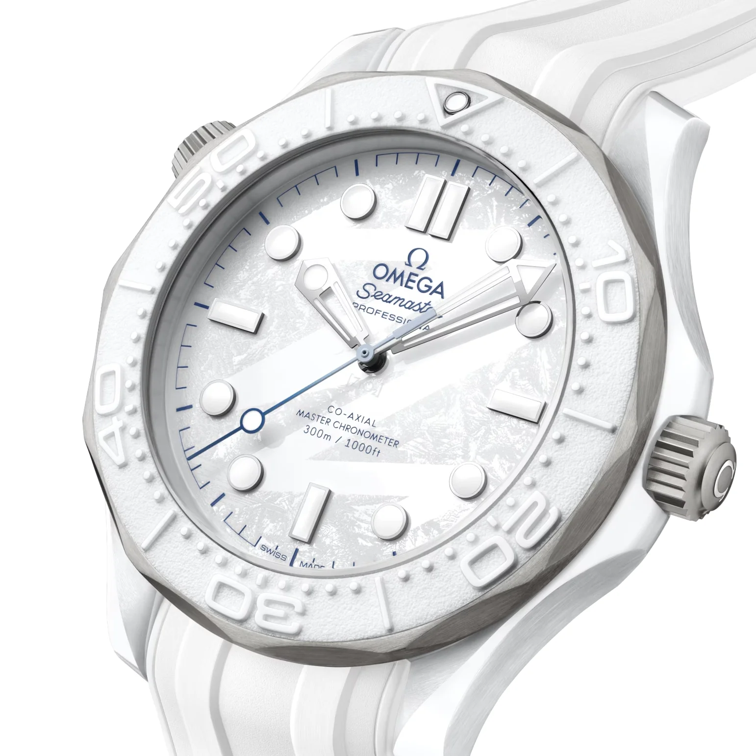 Seamaster Diver 300M Milano Cortina 2026 43.5mm - White on Rubber Strap - Image 4