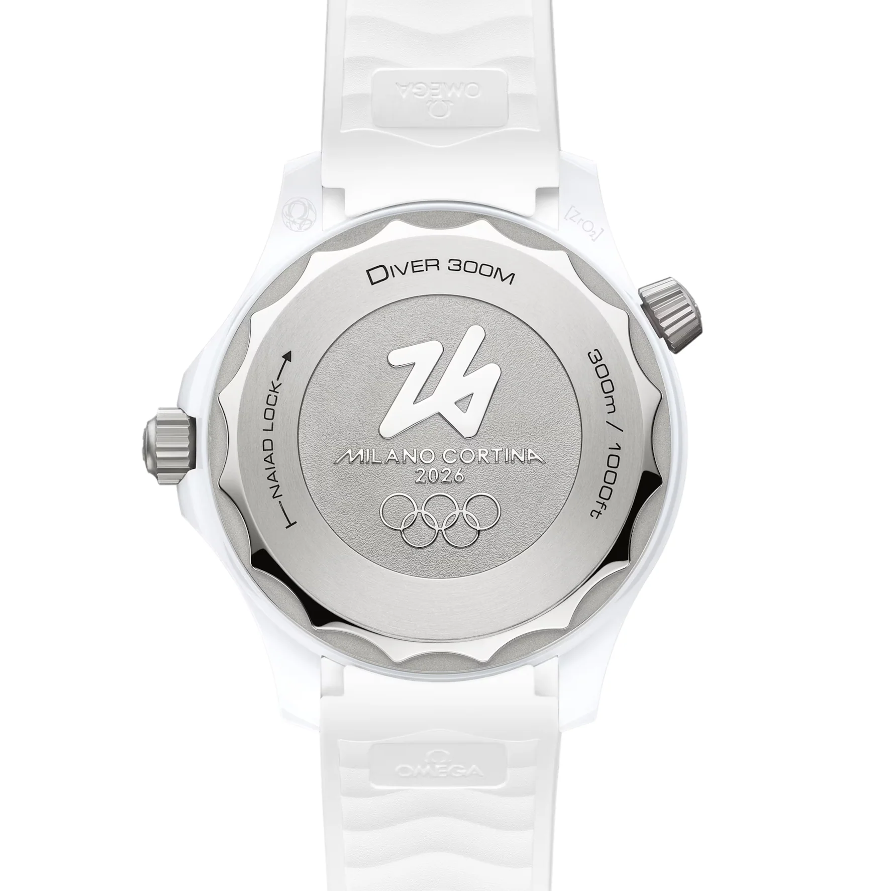 Seamaster Diver 300M Milano Cortina 2026 43.5mm - White on Rubber Strap - Image 8