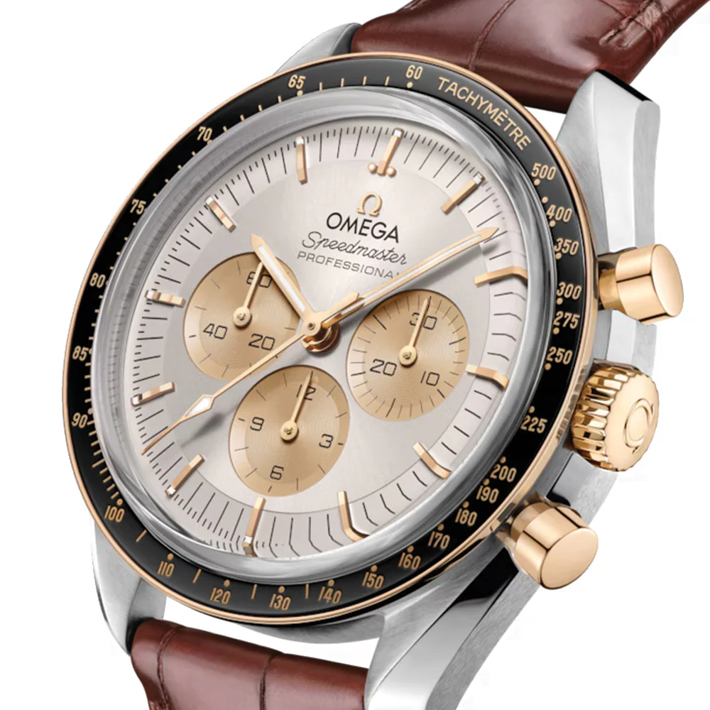 Speedmaster Moonwatch Professional Moonshine™ Gold and Steel 42mm ‑ Silver on Leather Strap - Image 2