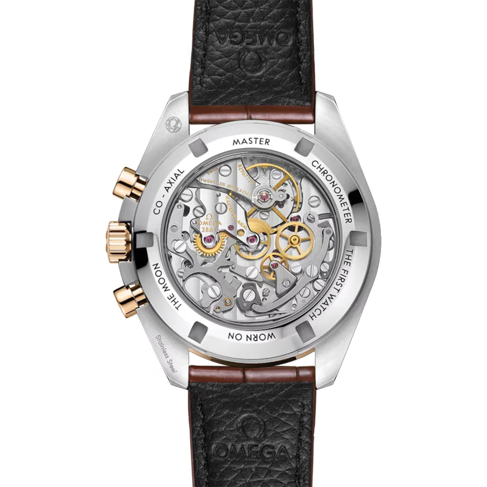 Speedmaster Moonwatch Professional Moonshine™ Gold and Steel 42mm ‑ Silver on Leather Strap - Image 4