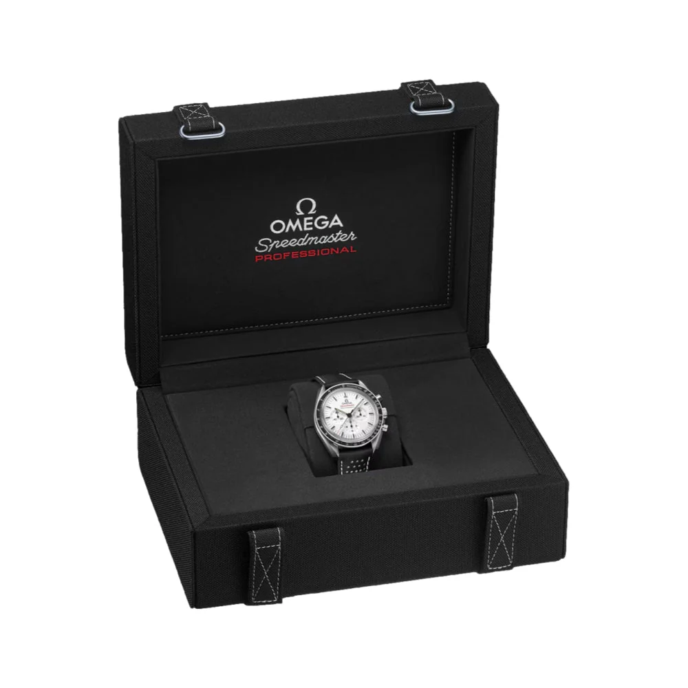 Speedmaster Moonwatch Professional Chronograph Sapphire 42mm - White on Leather Strap - Image 4