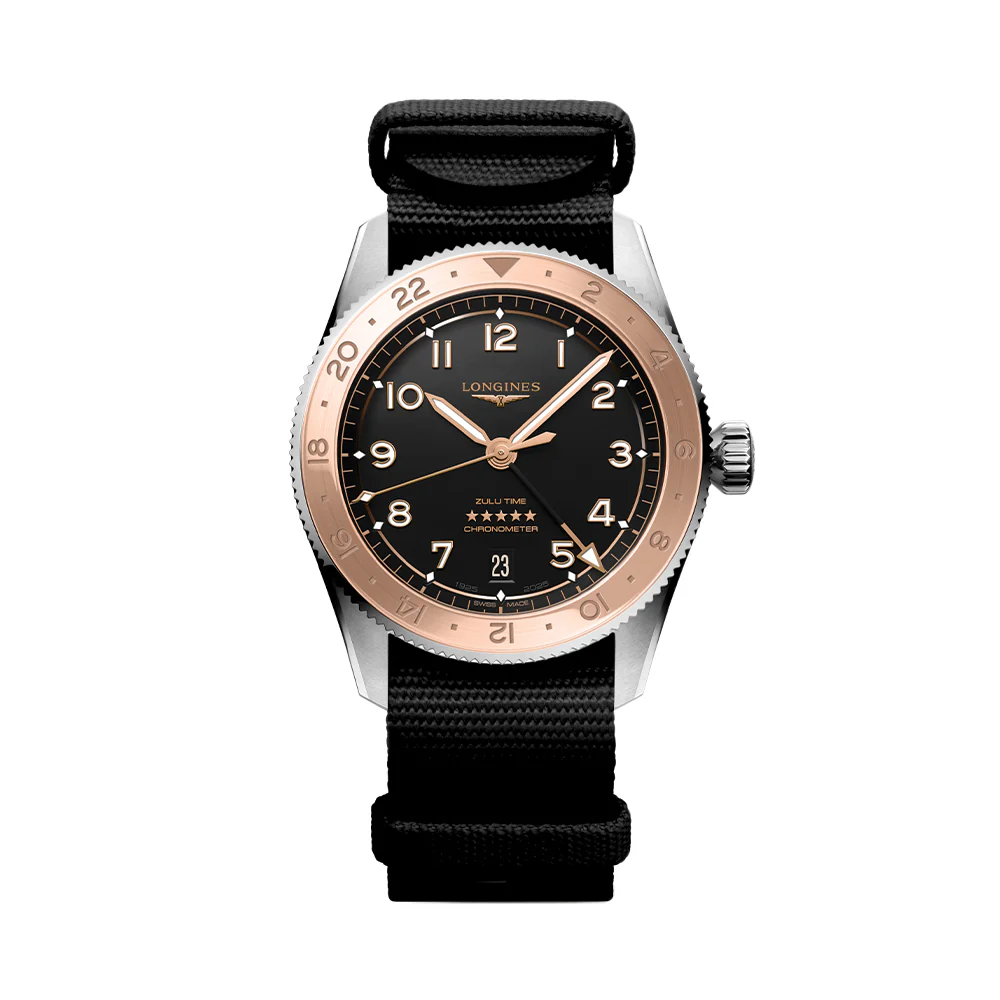 Spirit Zulu Time "1925" 18K Rose-Gold Capped Bezel 39mm - Black on Bracelet - Image 12