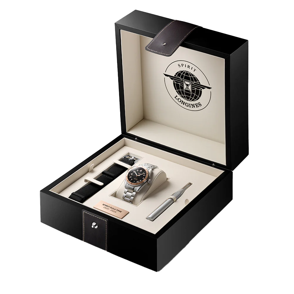 Spirit Zulu Time "1925" 18K Rose-Gold Capped Bezel 39mm - Black on Bracelet - Image 13