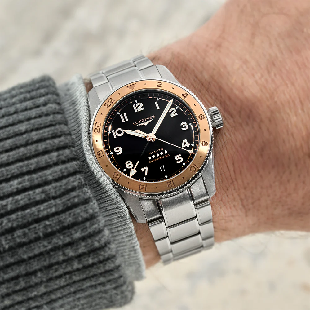 Spirit Zulu Time "1925" 18K Rose-Gold Capped Bezel 39mm - Black on Bracelet - Image 3
