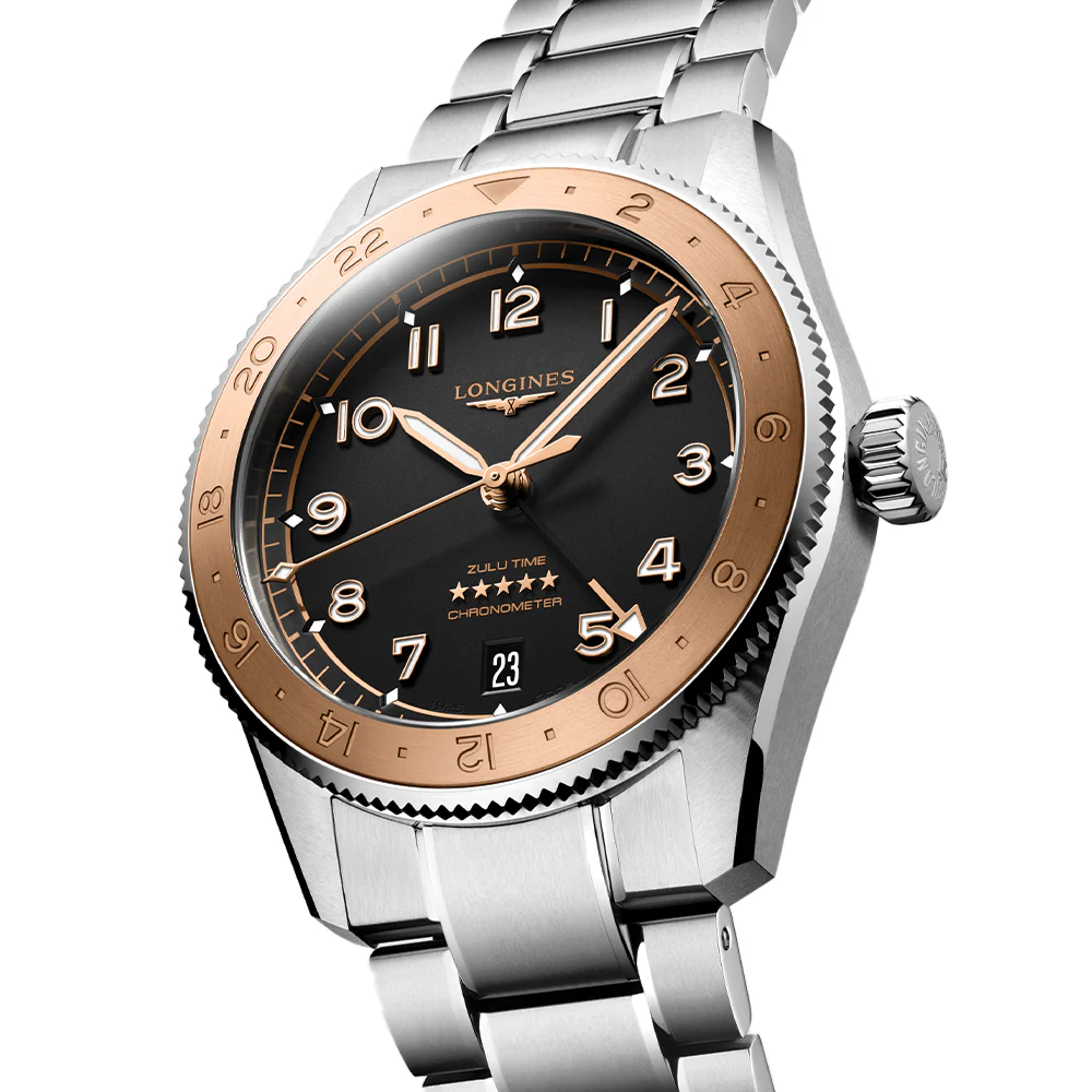 Spirit Zulu Time "1925" 18K Rose-Gold Capped Bezel 39mm - Black on Bracelet - Image 4