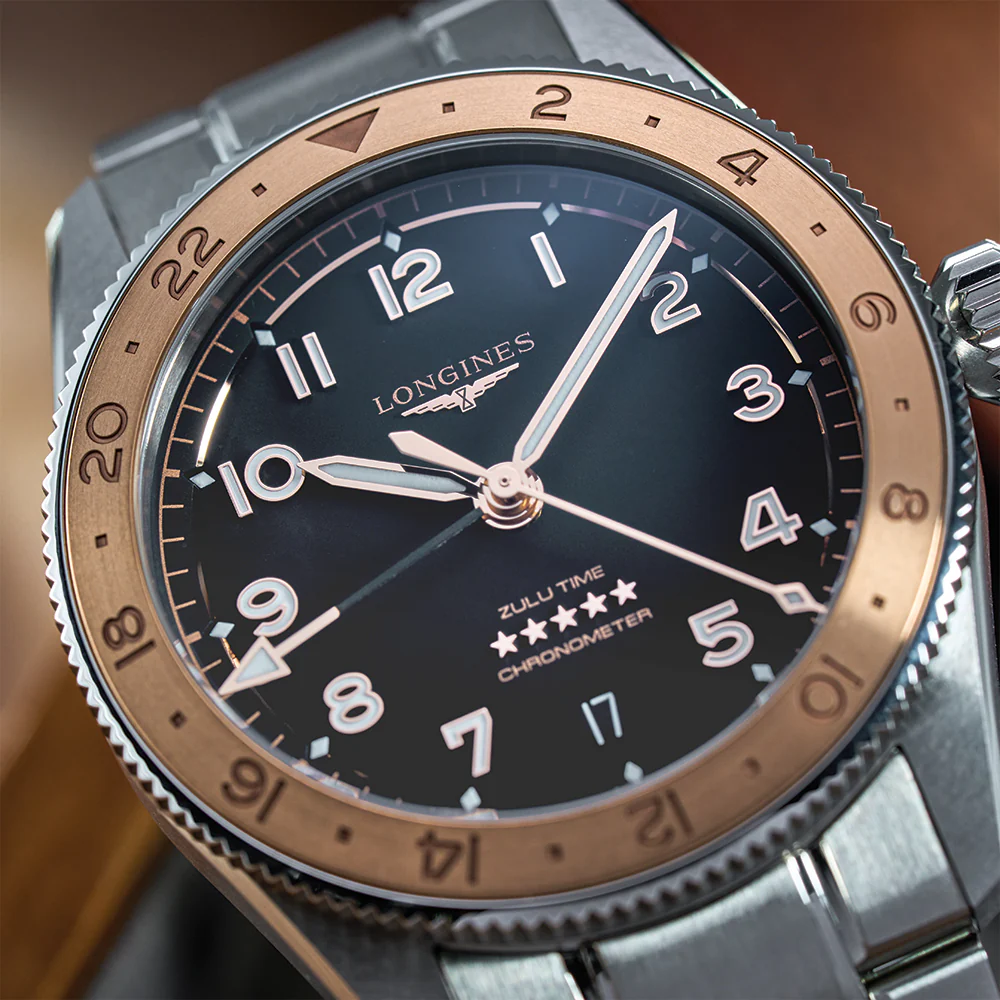 Spirit Zulu Time "1925" 18K Rose-Gold Capped Bezel 39mm - Black on Bracelet - Image 5