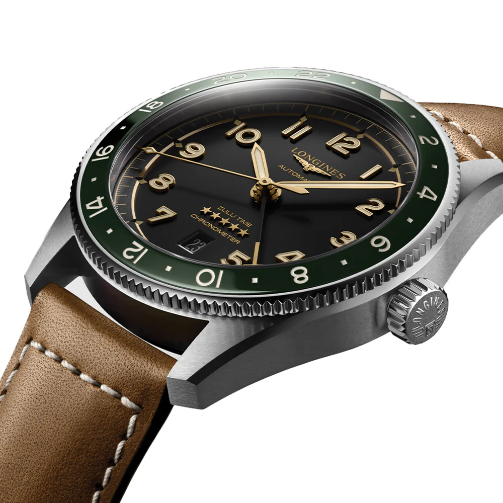 Spirit Zulu Time Green Bezel 42mm - Black on Leather Strap - Image 2