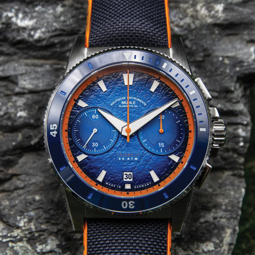 Sportivo Active Chronograph 42.5mm - Blue on Canvas-Rubber Strap - Image 3