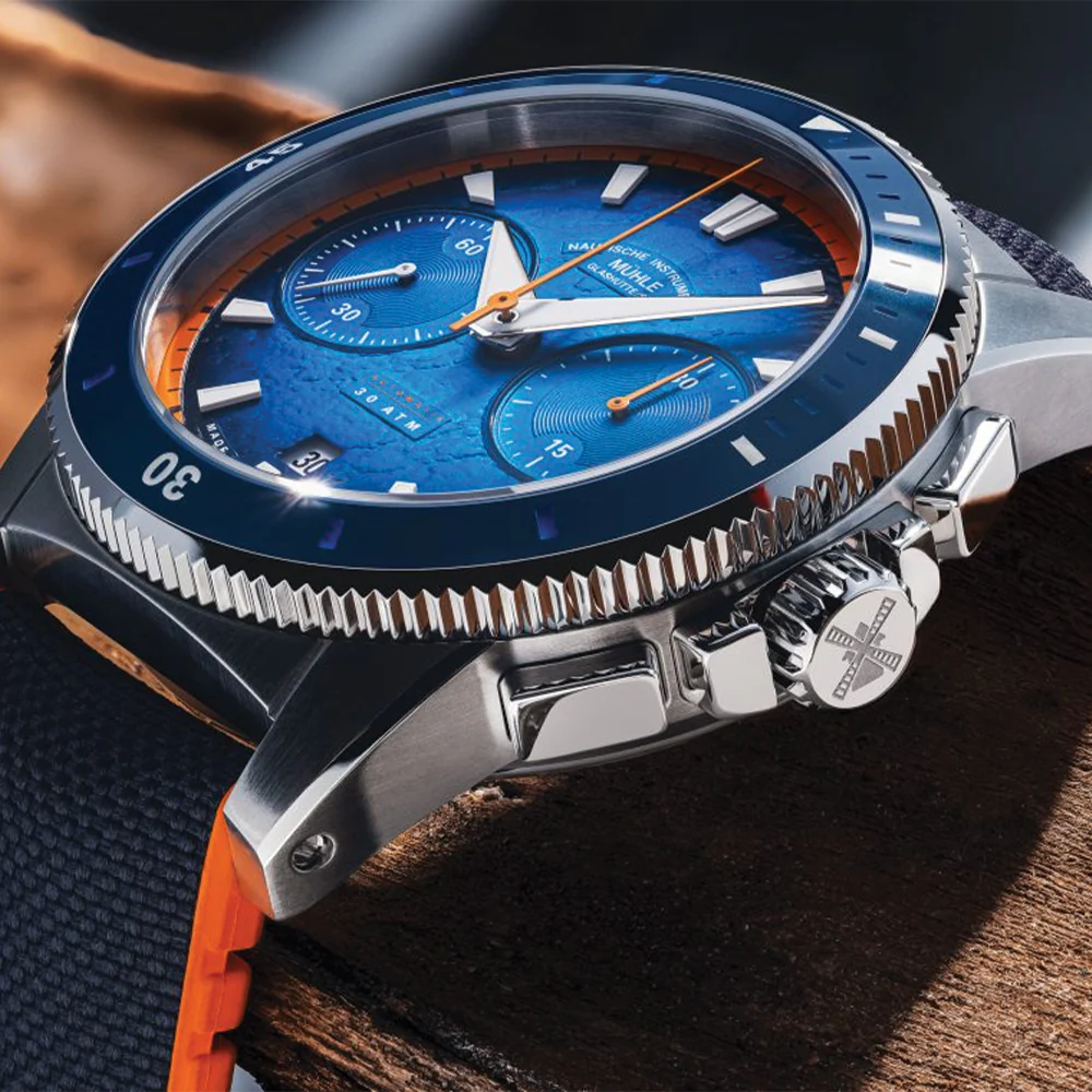 Sportivo Active Chronograph 42.5mm - Blue on Canvas-Rubber Strap - Image 4