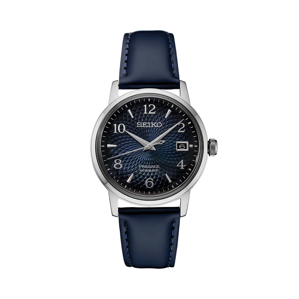 SRPE43 Presage Cocktail Time Automatic 38.5mm - Blue on Leather Strap