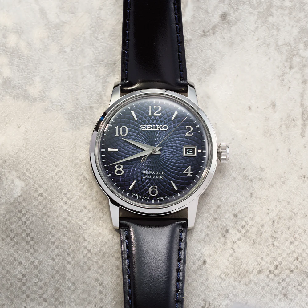 SRPE43 Presage Cocktail Time Automatic 38.5mm - Blue on Leather Strap - Image 2