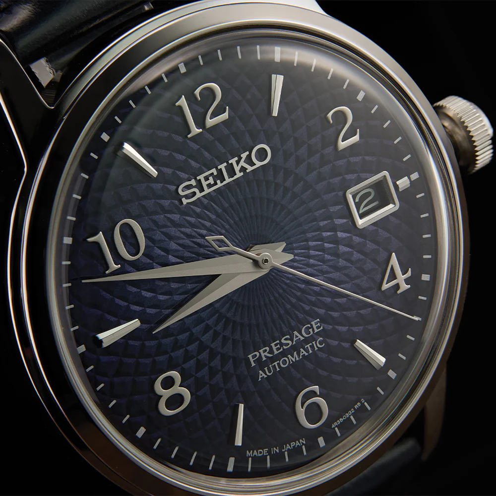 SRPE43 Presage Cocktail Time Automatic 38.5mm - Blue on Leather Strap - Image 5