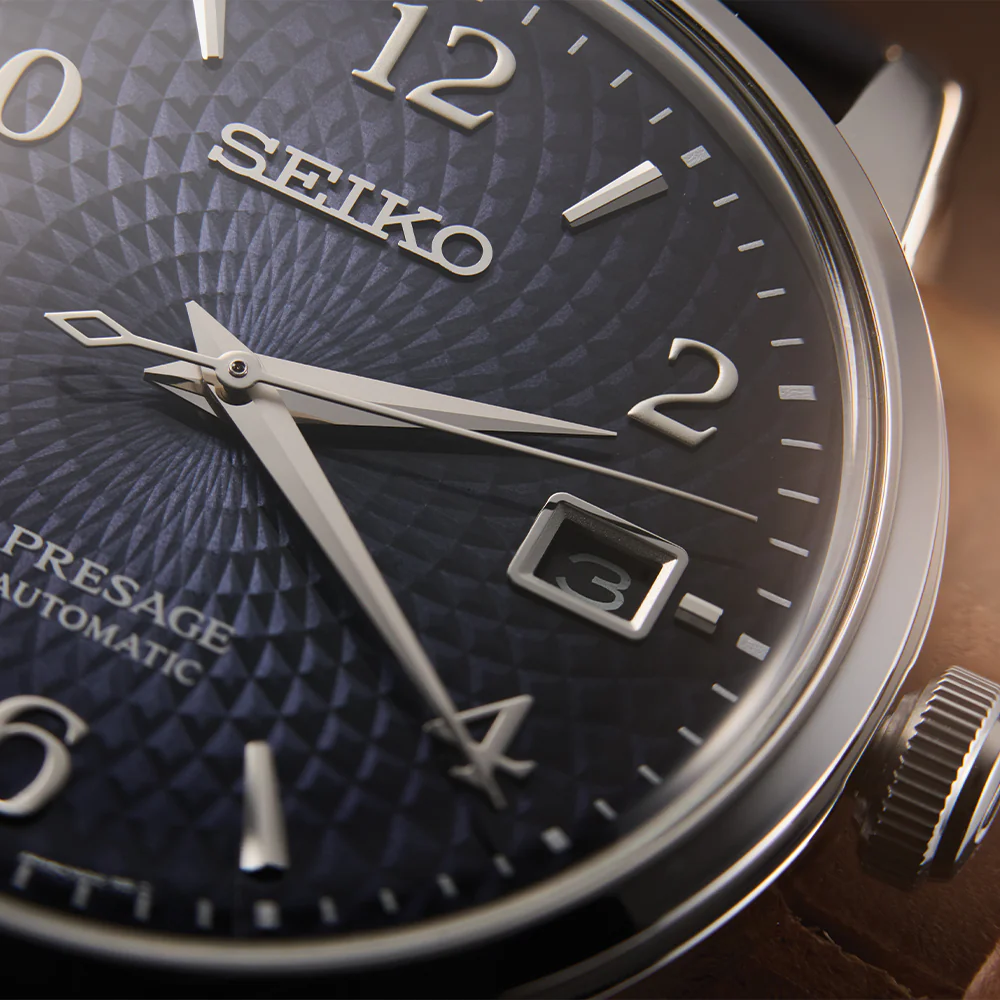 SRPE43 Presage Cocktail Time Automatic 38.5mm - Blue on Leather Strap - Image 6