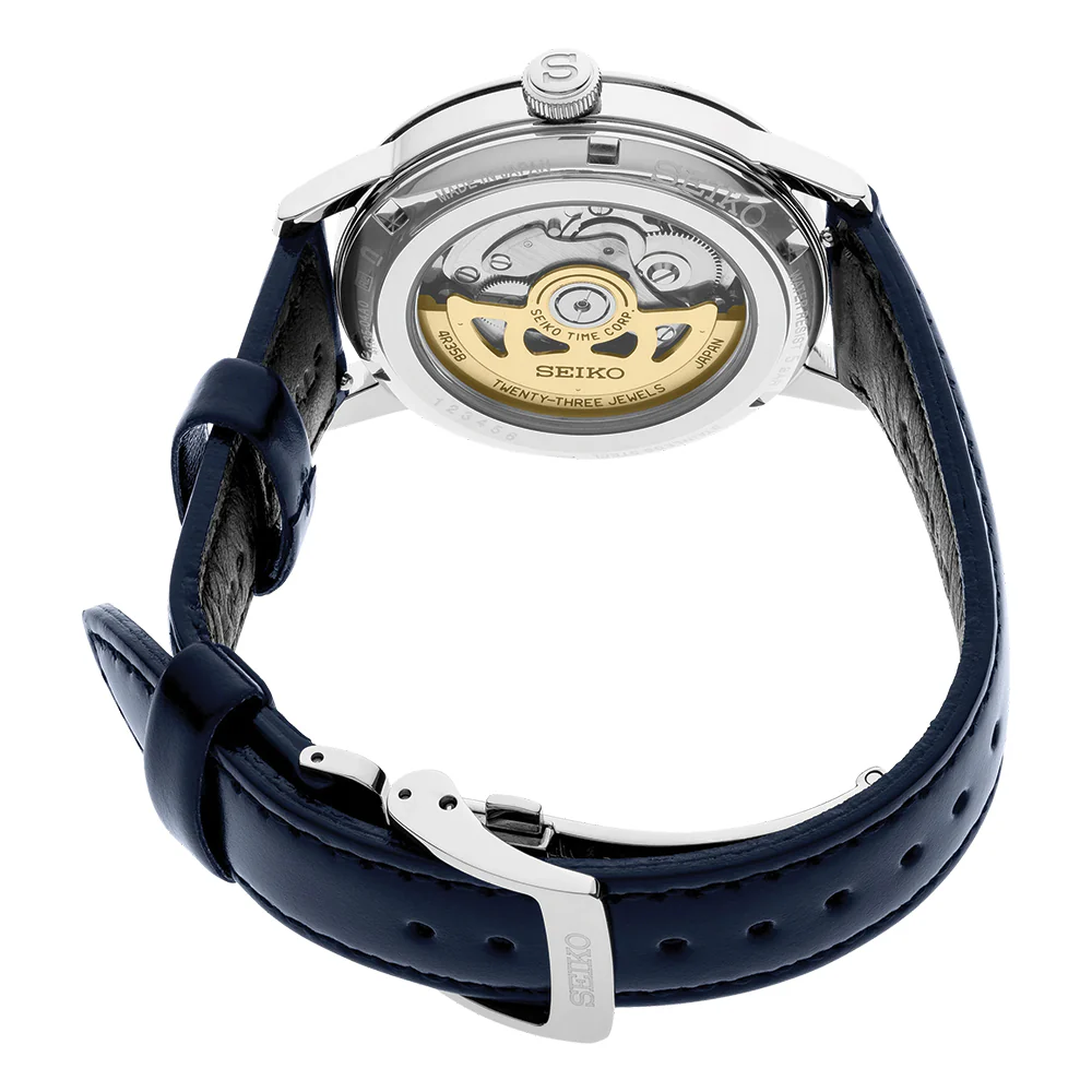 SRPE43 Presage Cocktail Time Automatic 38.5mm - Blue on Leather Strap - Image 7