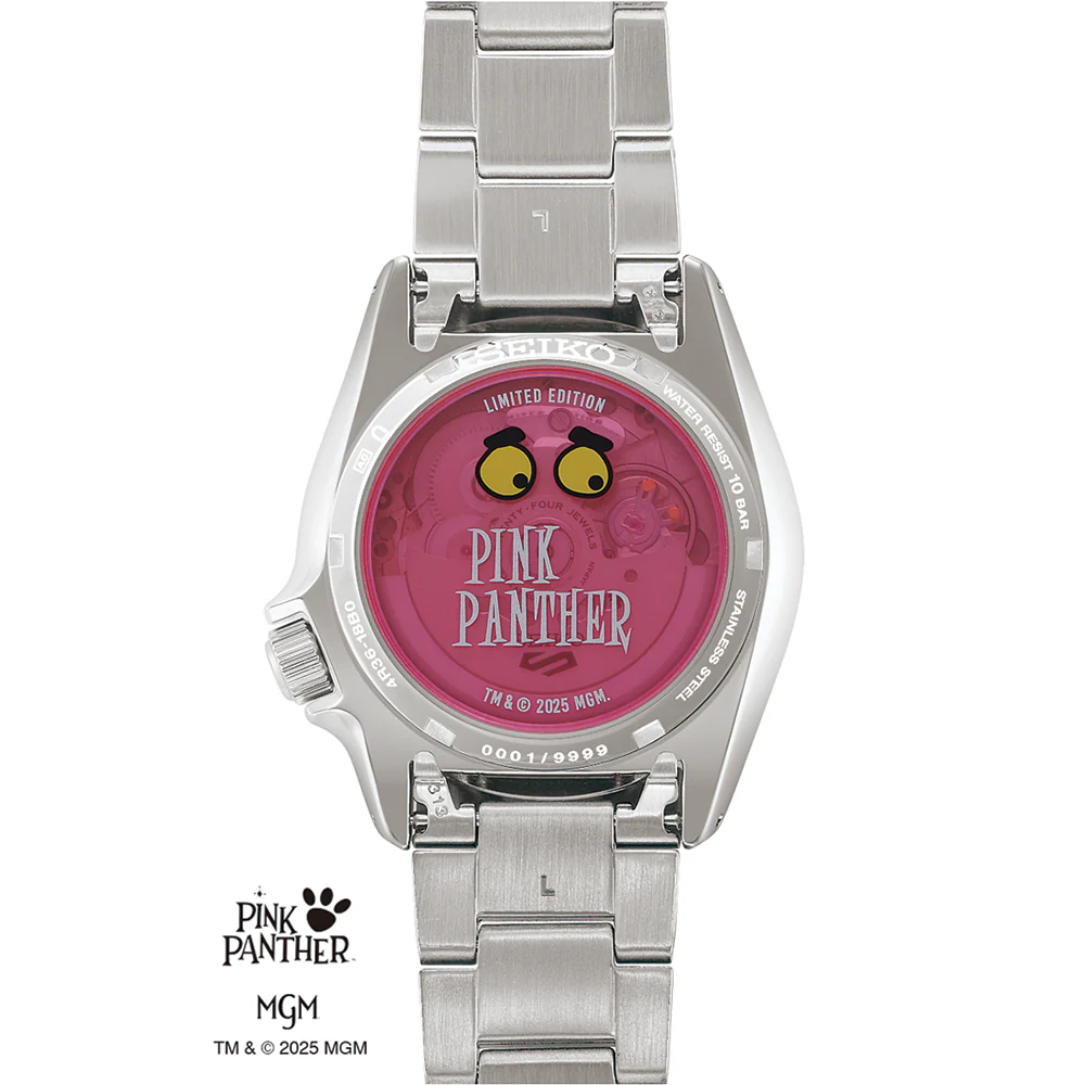 SRPM07 5 Sports SKX Pink Panther Limited Edition 38mm - Pink on Bracelet w/ Additional Fabric Strap - Image 5