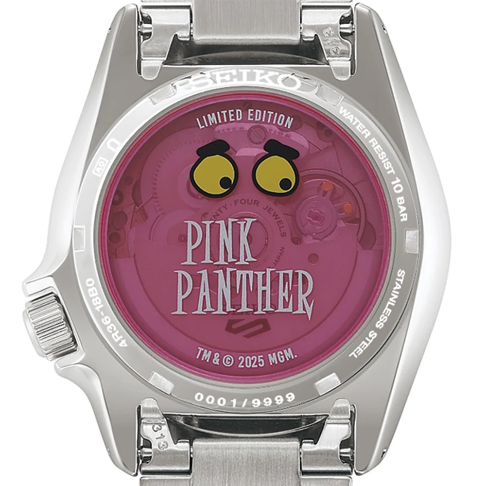 SRPM07 5 Sports SKX Pink Panther Limited Edition 38mm - Pink on Bracelet w/ Additional Fabric Strap - Image 6