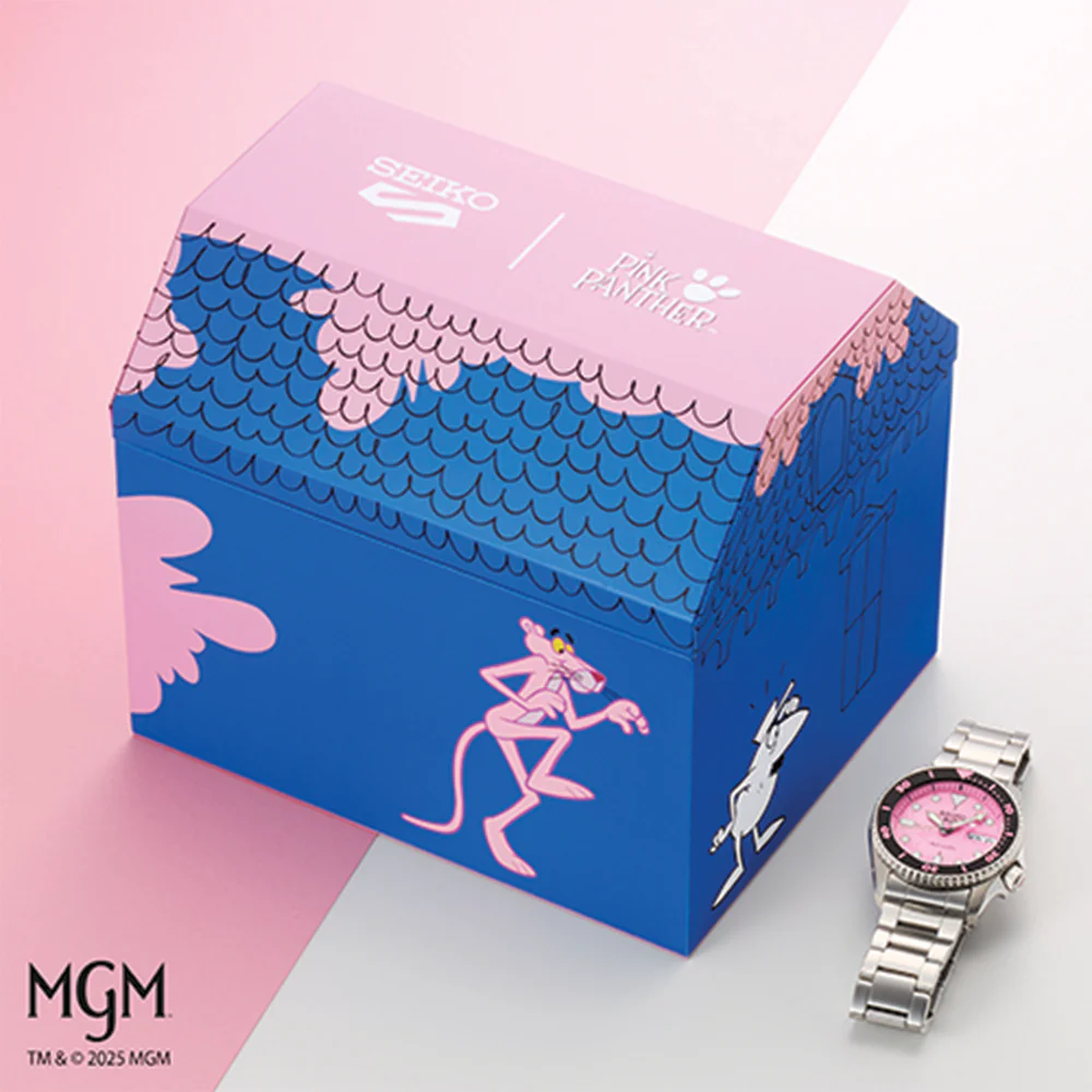 SRPM07 5 Sports SKX Pink Panther Limited Edition 38mm - Pink on Bracelet w/ Additional Fabric Strap - Image 7