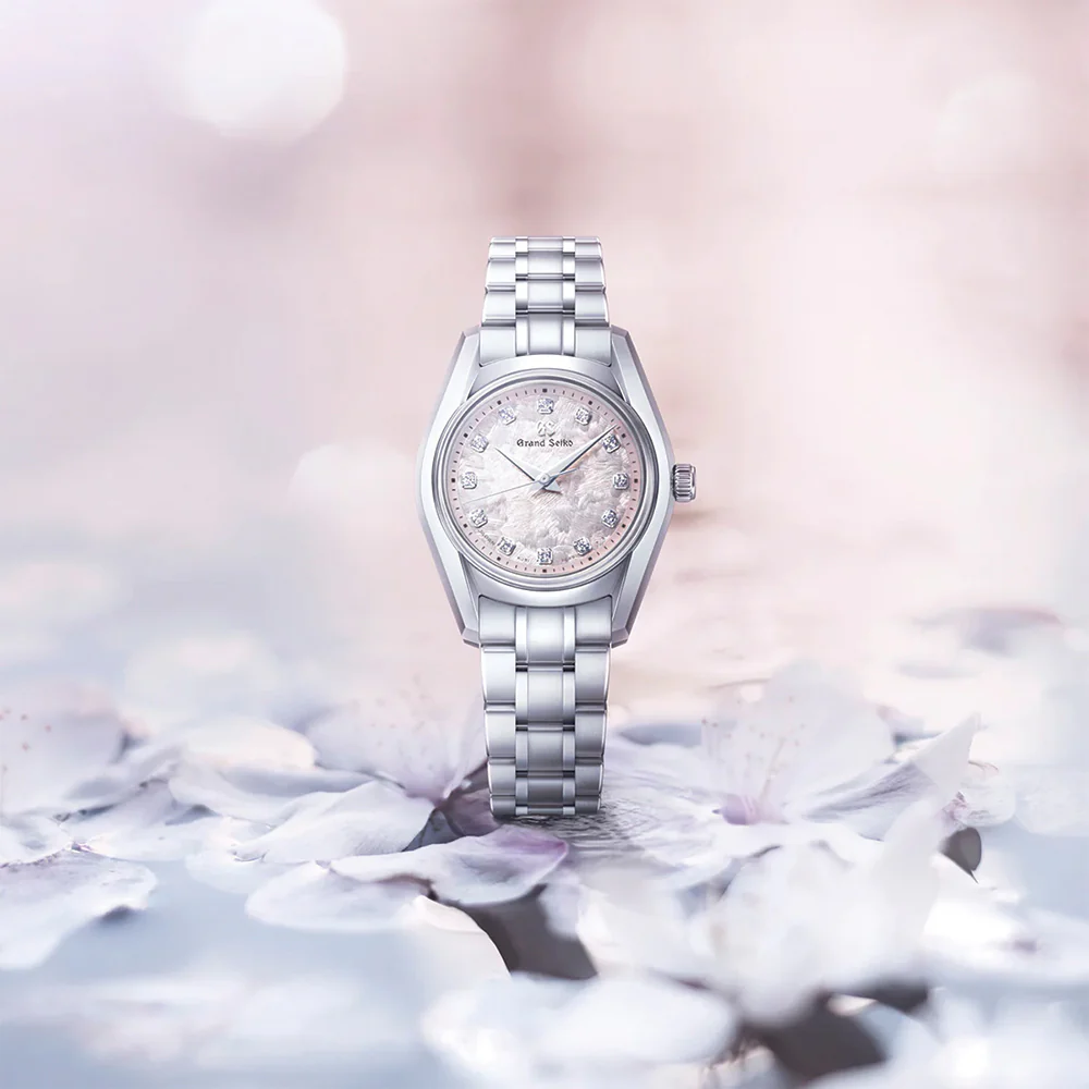 STGF387 “Hana-Ikada" Ladies Heritage with Diamonds 26mm - Pink on Bracelet - Image 2