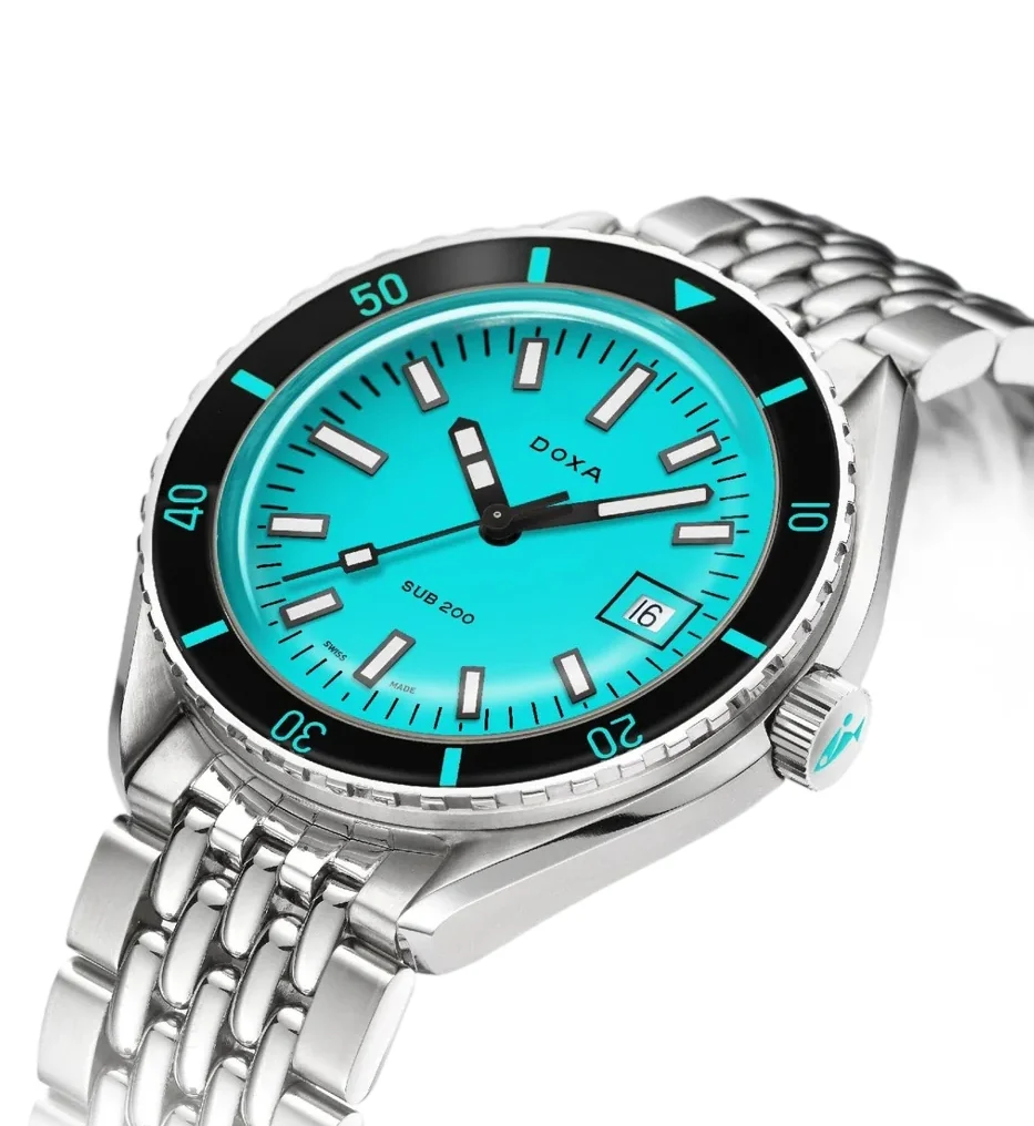 SUB 200 Aquamarine Sapphire Inlay Bezel 42mm - Turquoise on Bracelet - Image 2