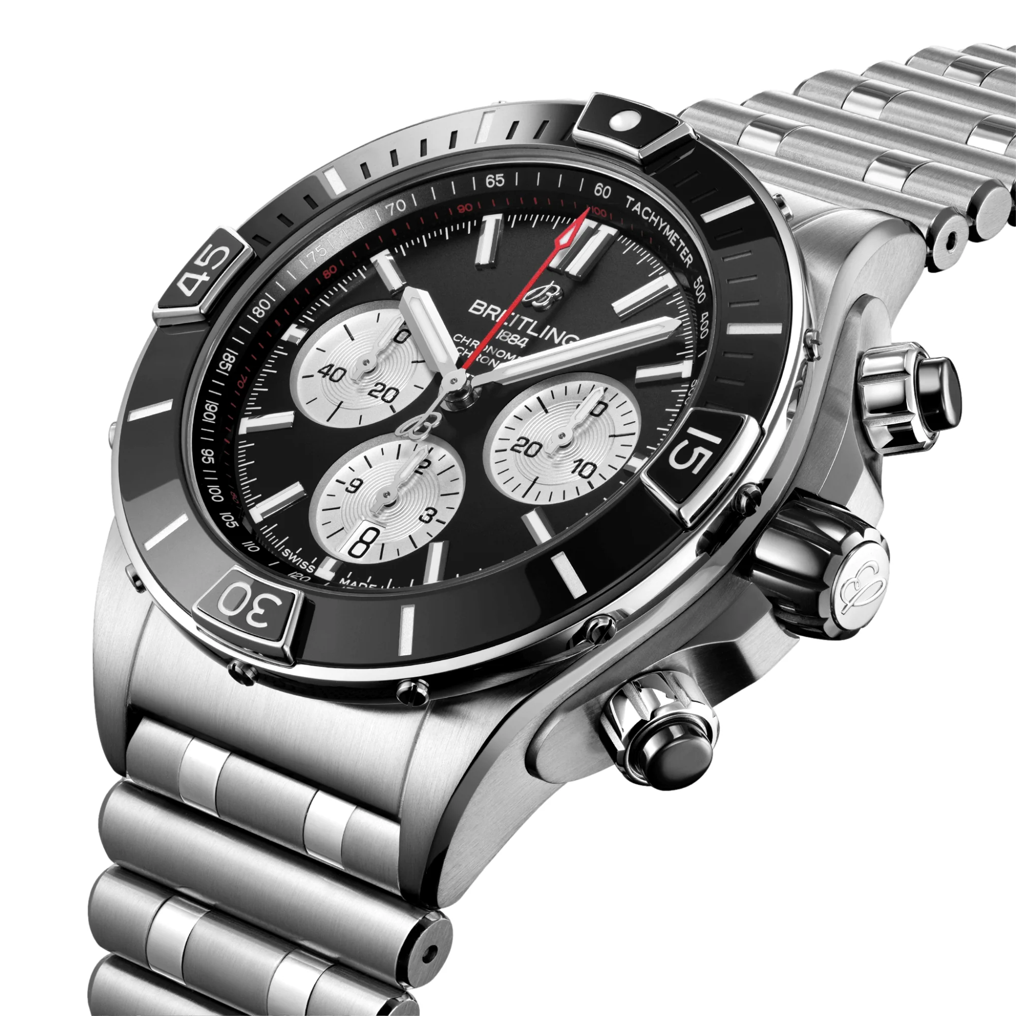 Super Chronomat B01 44mm - Black on Stainless Steel - Image 2