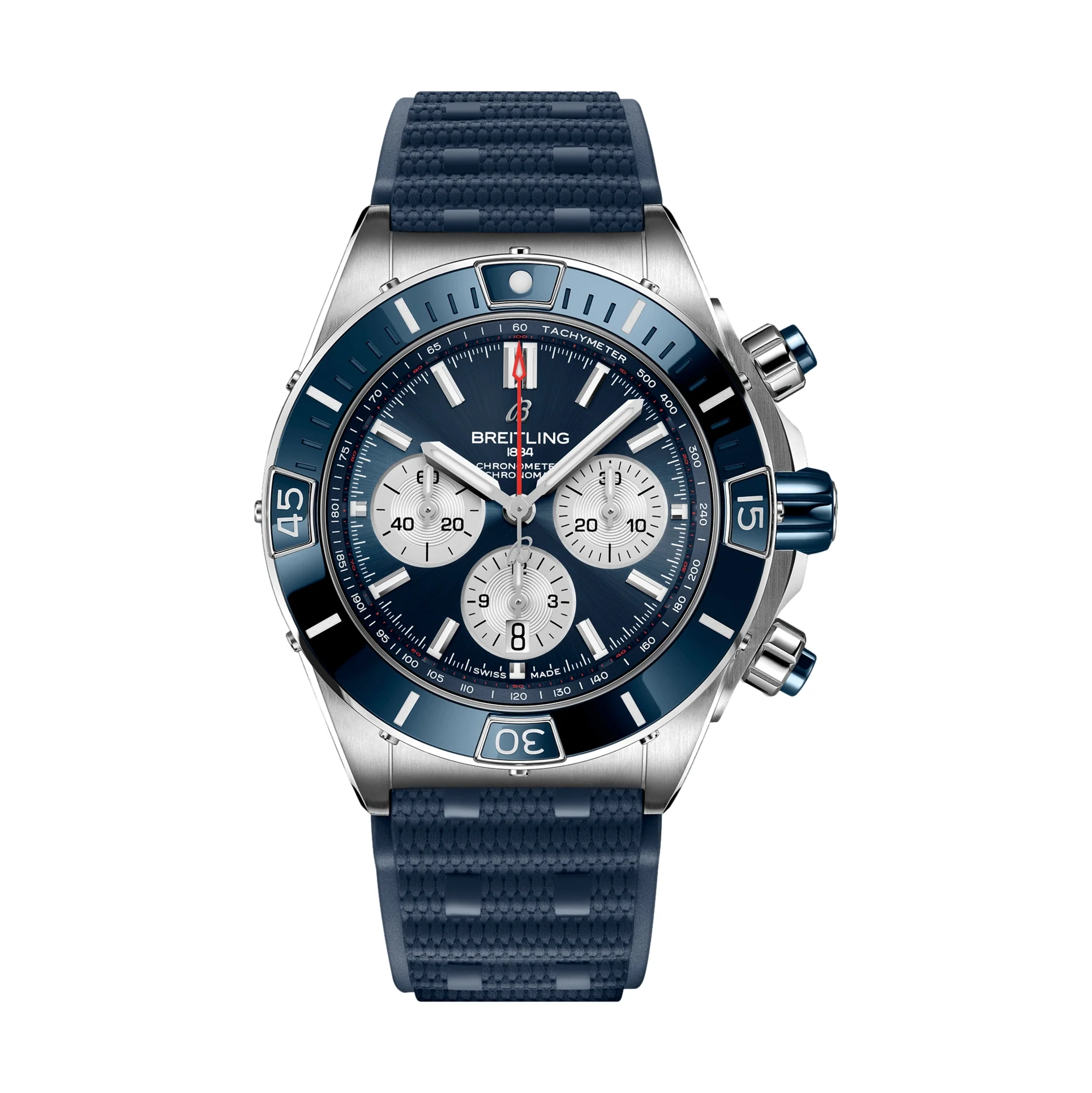 Super Chronomat B01 44mm - Blue on Rubber Strap