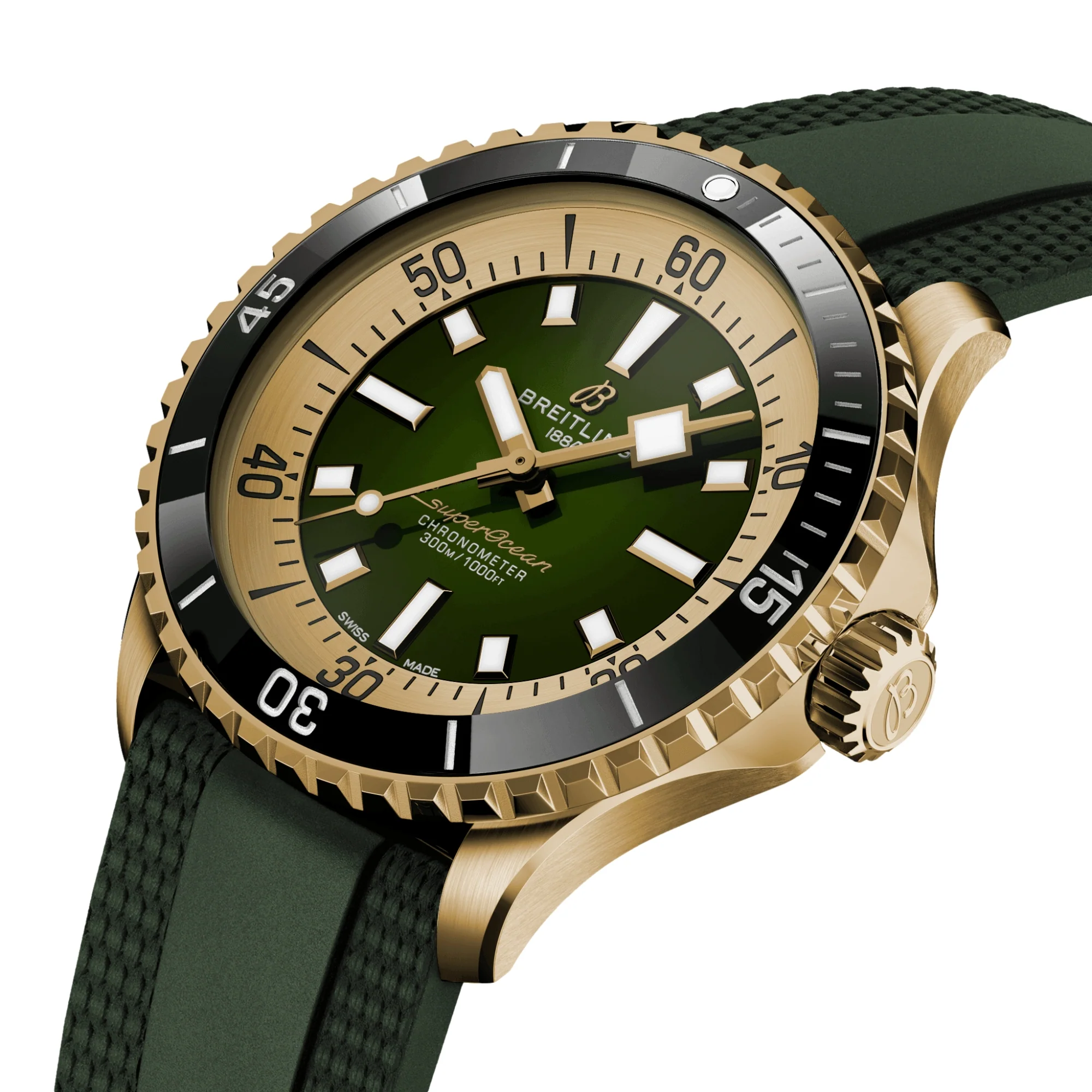 Superocean Automatic Bronze 42mm - Green on Rubber Strap - Image 2