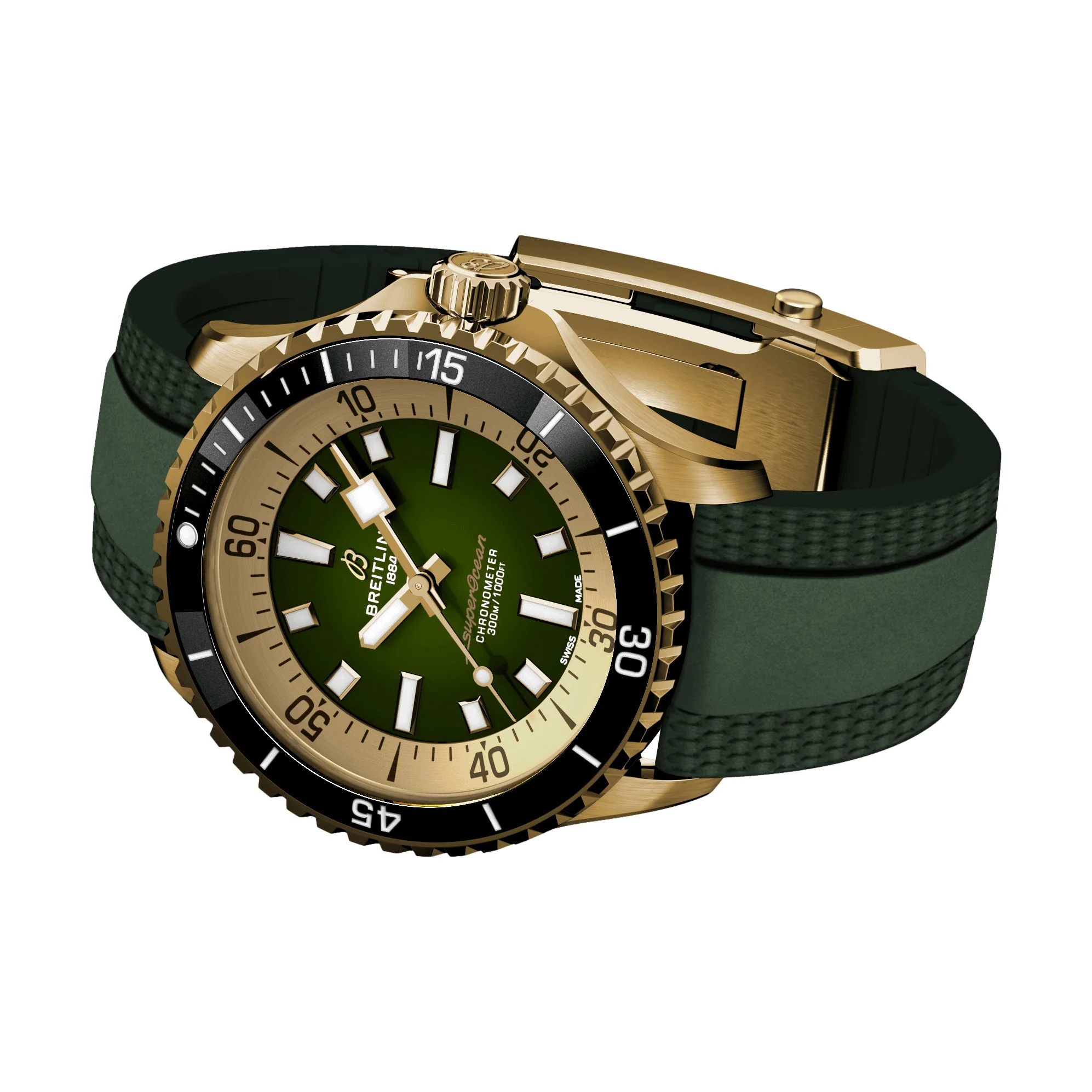 Superocean Automatic Bronze 42mm - Green on Rubber Strap - Image 3